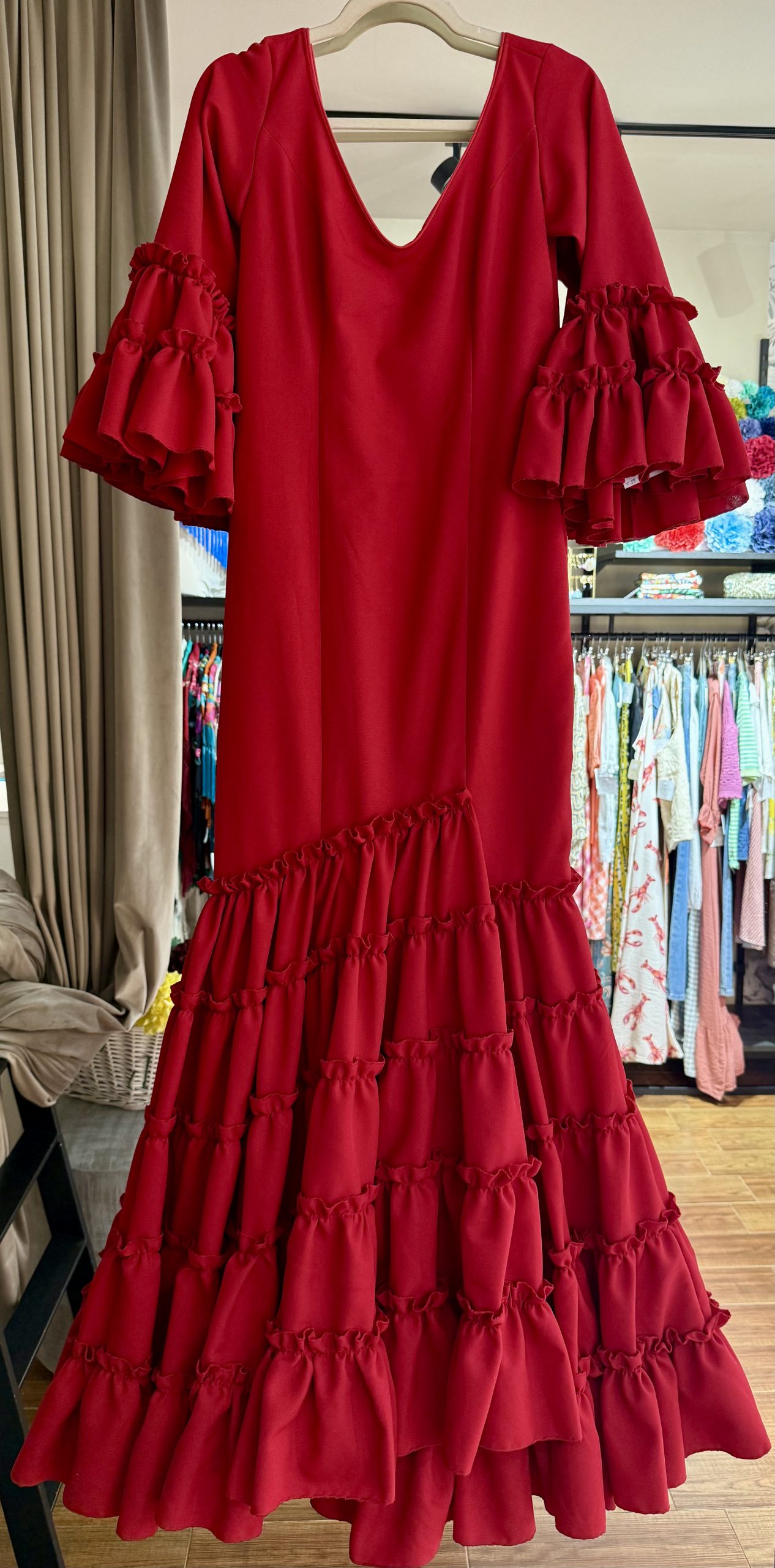 VESTIDO FLAMENCA CANASTERO ROJO T. 38