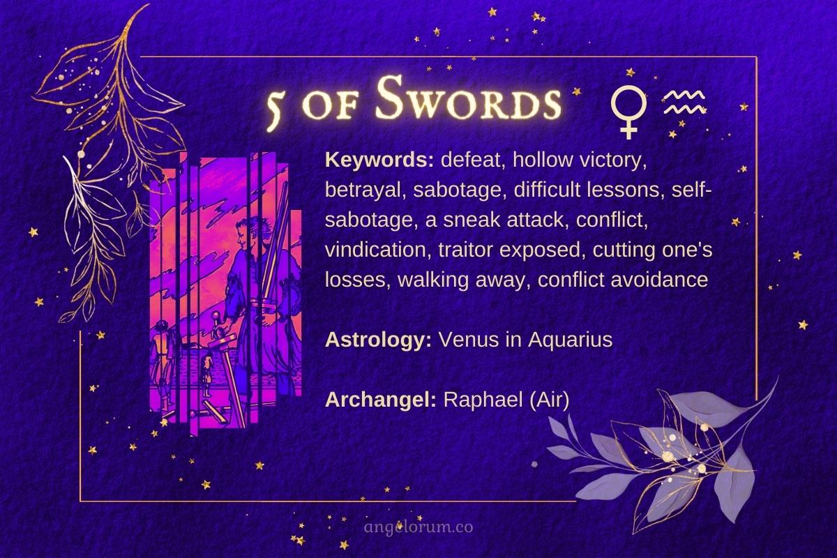 5 of Swords Angelic Tarot Card Meanings