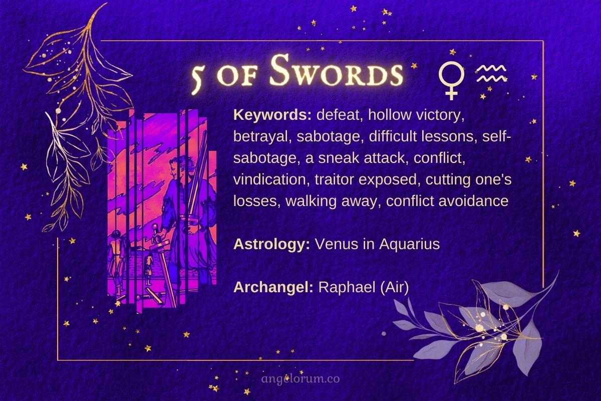 5 of Swords Angelic Tarot Card Meanings