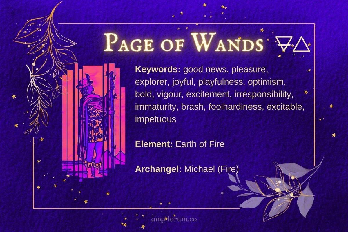 Page of Wands Angelic Tarot Card Meanings Keywords and Correspondences