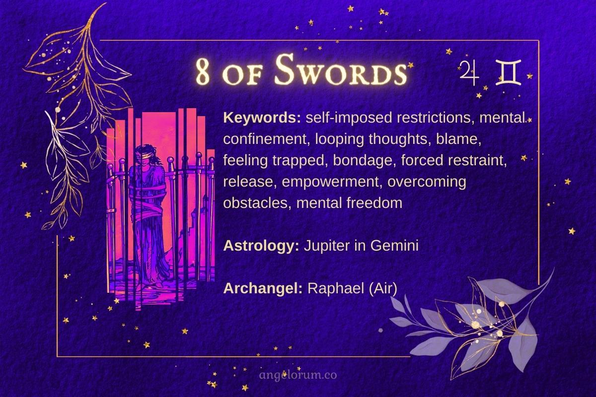 8 of Swords Angelic Tarot Card Meanings Keywords and Correspondences