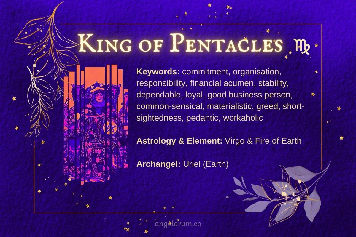 King of Pentacles Angelic Tarot Card Meanings Keywords and Correspondences