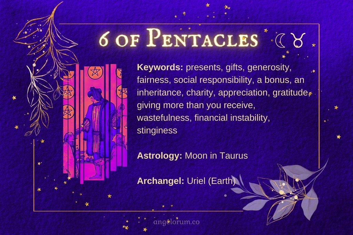 6 of Pentacles Angelic Tarot Card Meanings Keywords and Correspondences