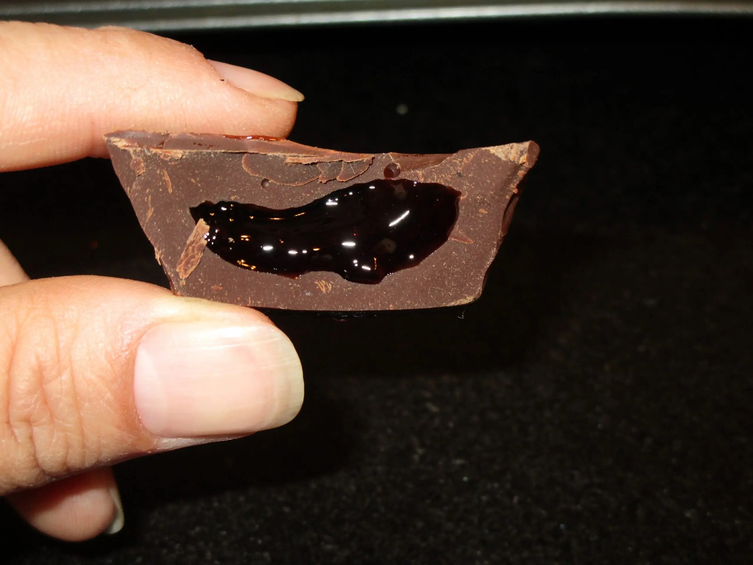inside raspberry chocolate cup