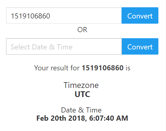 utc unix time converter