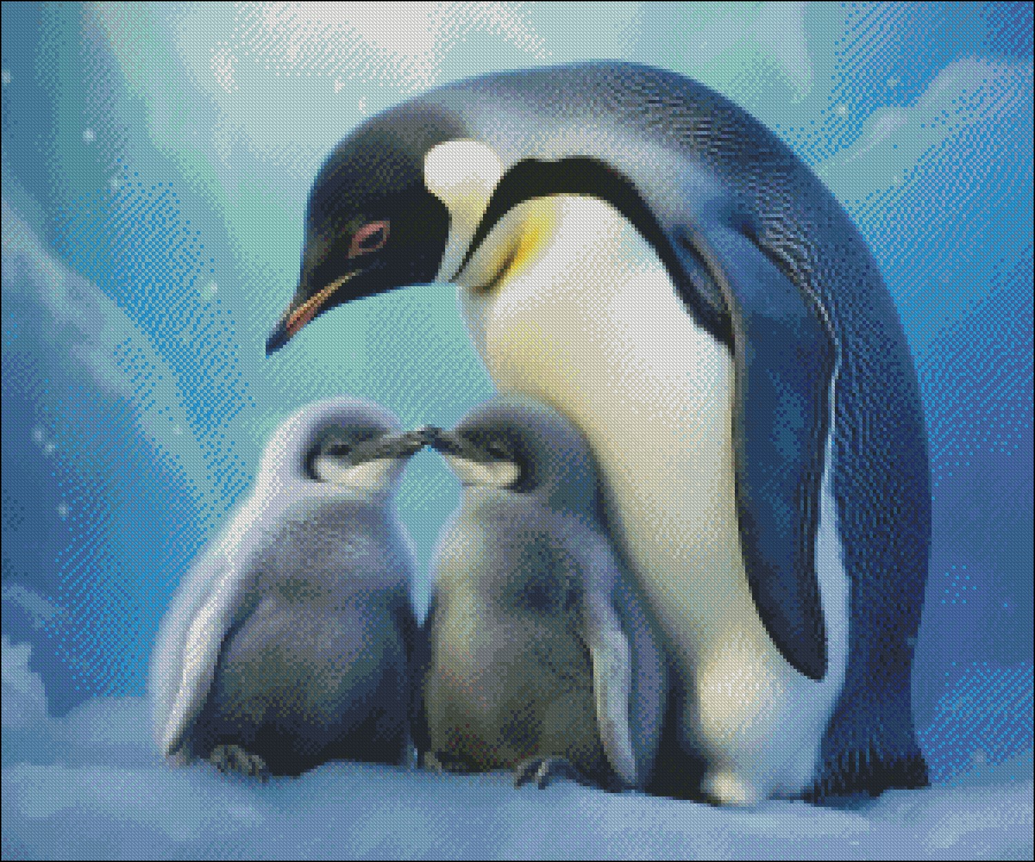 版画 Baby Penguin Mother Penguin and Her Babies 1 – Ankicoleman Designs Cross