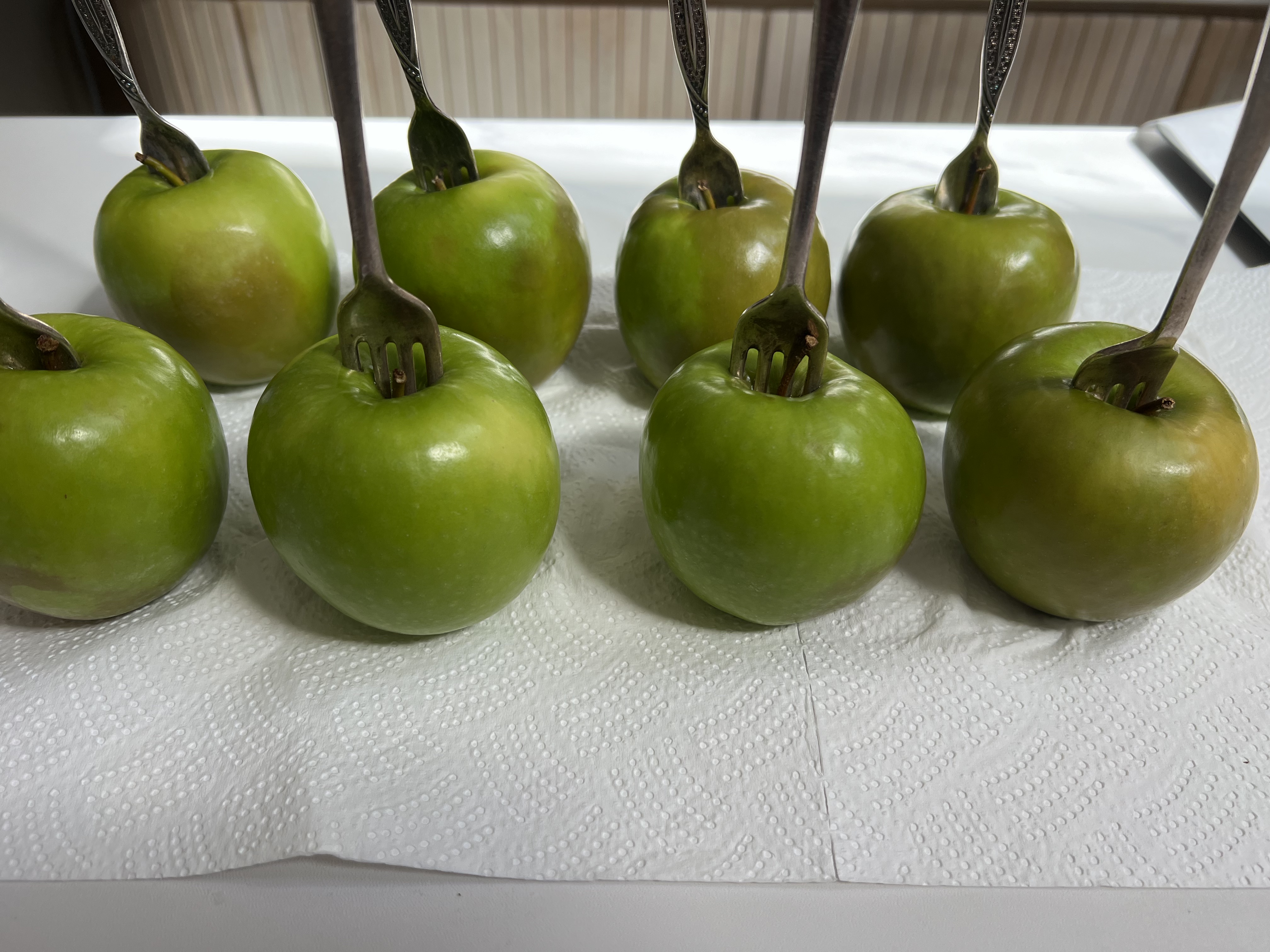 Apples ready for dunking in toffee