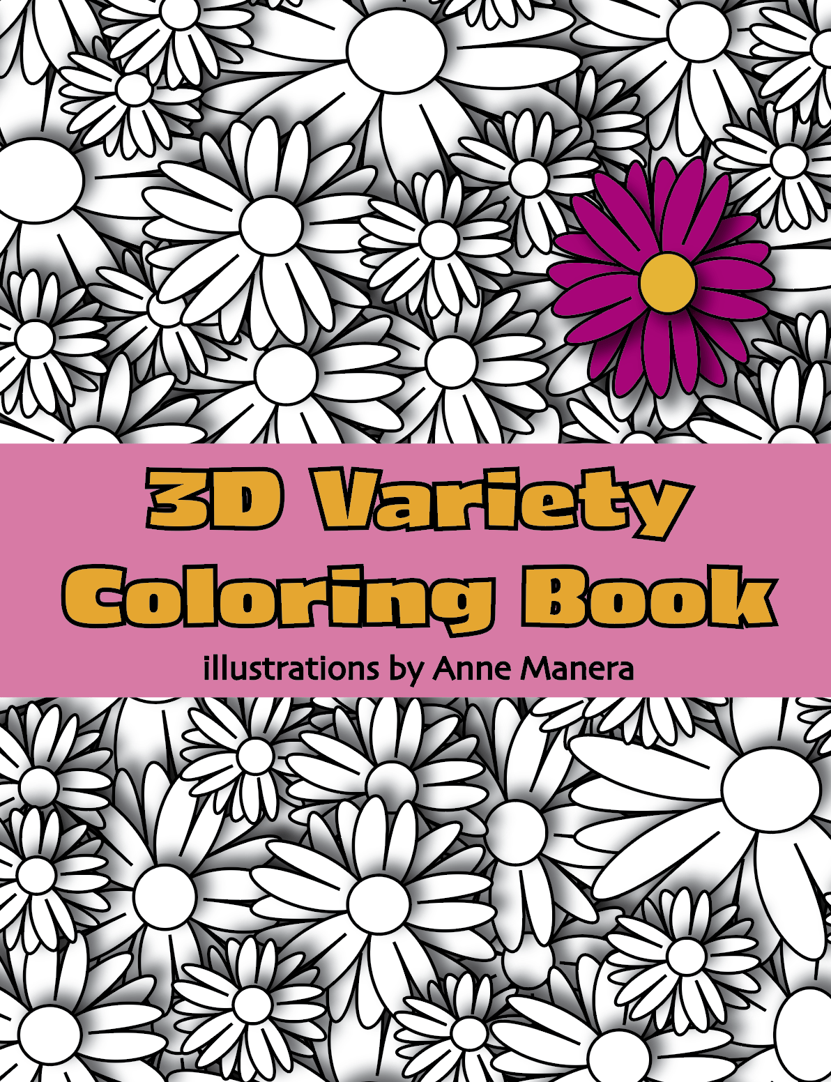 3D Variety Coloring Book illustrations by Anne Manera