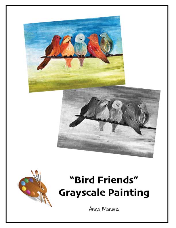 Bird Friends Grayscale Painting PDF by Anne Manera