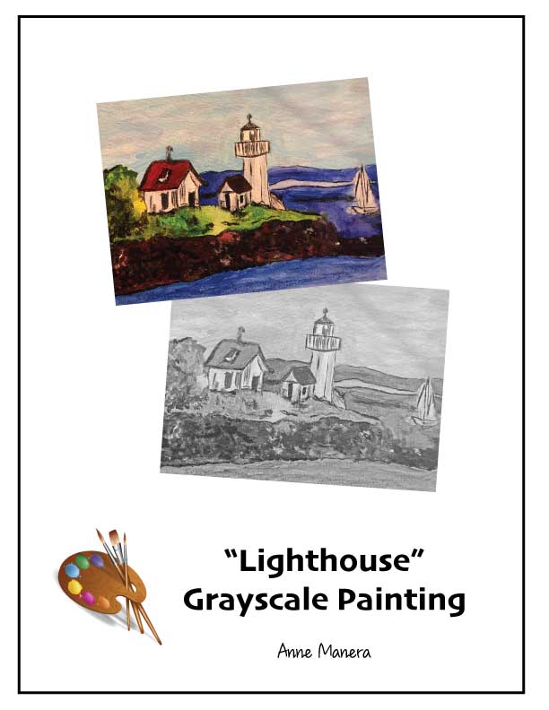 Lighthouse Grayscale Painting PDF by Anne Manera
