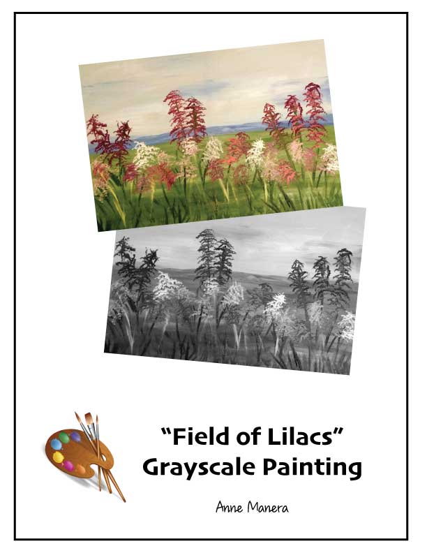 Field of Lilacs Grayscale Painting PDF by Anne Manera