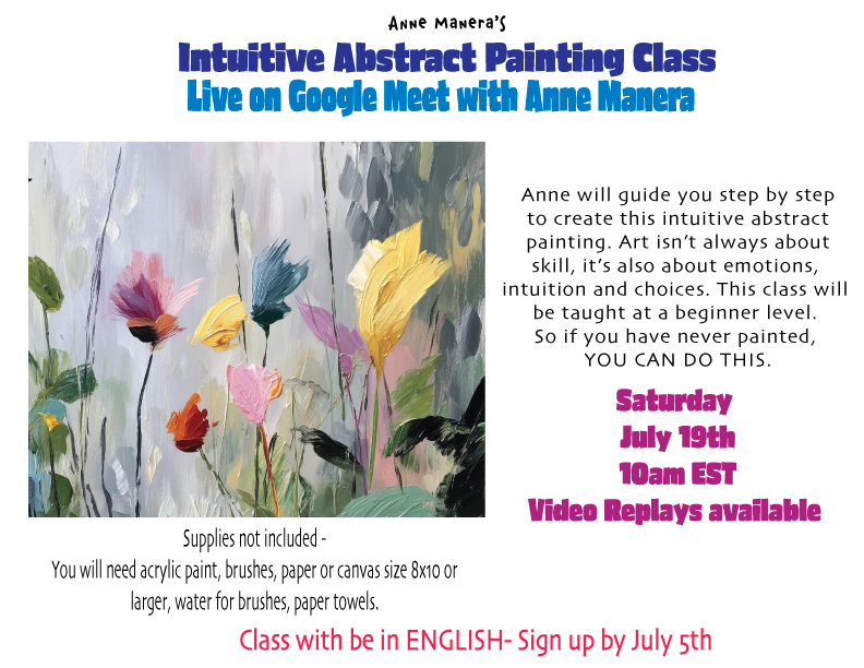 Intuitive Abstract Painting LIVE ONLINE Video Class step by step tutorial with Anne Manera