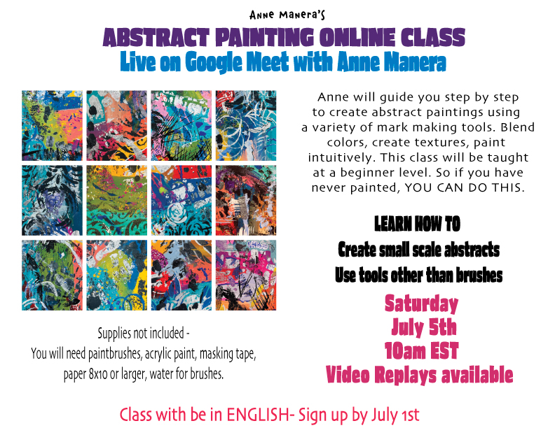 Abstract Paintings LIVE ONLINE Video Class step by step tutorial with Anne Manera