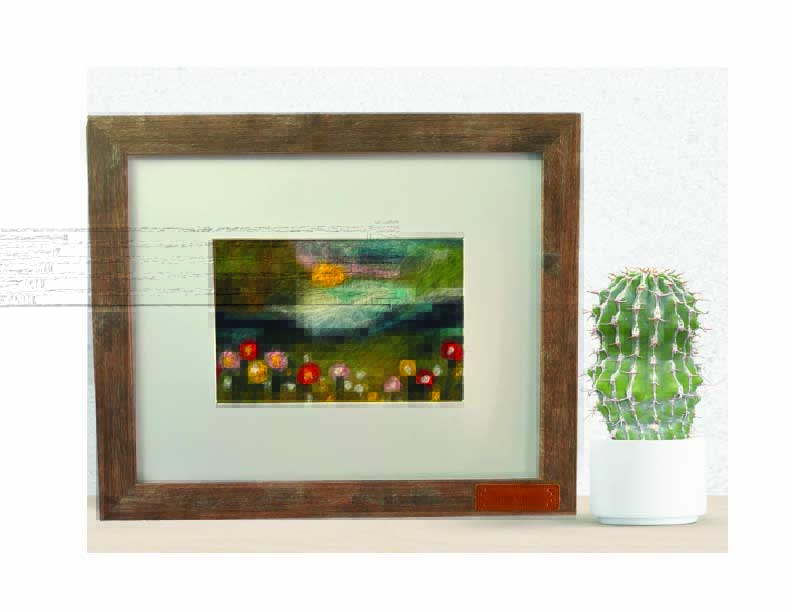 Sunny Meadow Needle Felted Painting 8″x 10″ framed