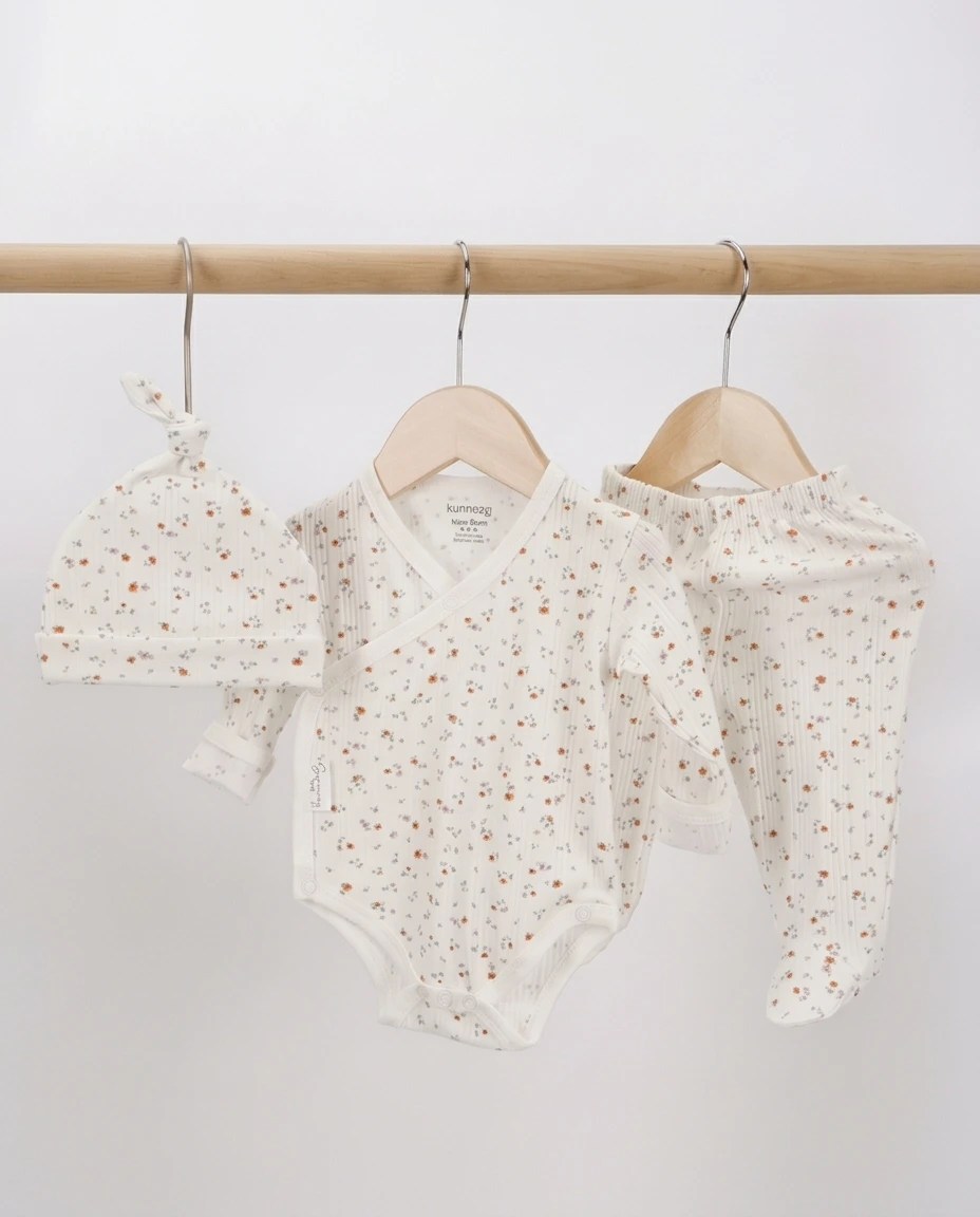 Conjunto 3 Piezas Salida de Maternidad Blanco Floreado SZ Baby Girl