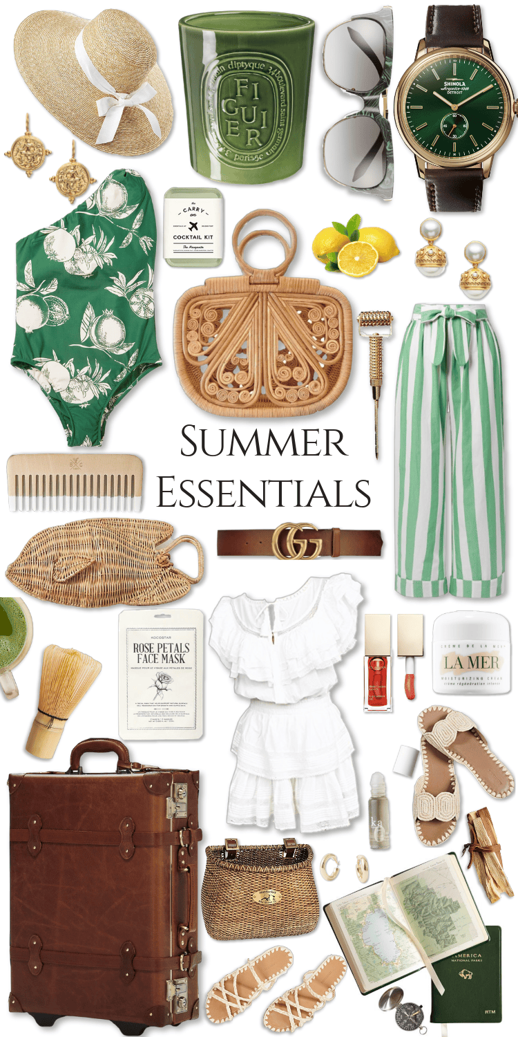 Summer Essentials Vol 1 by Annie Fairfax Wicker Baskets Vintage Green Summer Botanical Fruit Prints Nautical Style Summer Outfits Lookbook