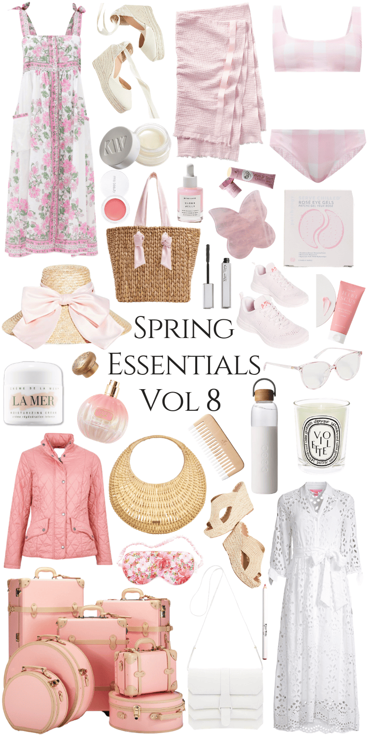 Spring Essentials Volume 8 by Annie Fairfax featuring the Best Spring Styles from Pamela Munson, Juliet Dunn, Senreve, Cult Gaia, Lilly Pulitzer, Eugenia Kim, Athletic Propulsion Labs, Barbour, Carrie Forbes, and More in a Soft Pink Feminine Color Palette Aesthetic