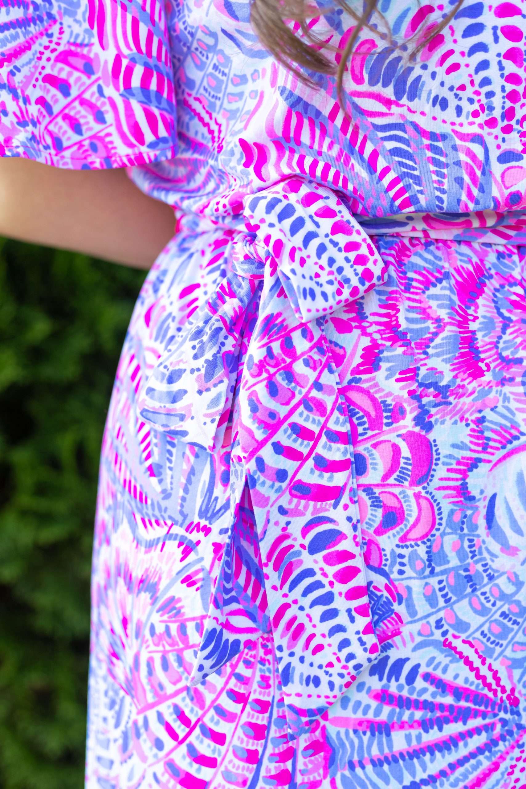Moriah Off the Shoulder Lilly Pulitzer Dress in Raz Berry Sea You Soon Worn and Styled by Annie Fairfax