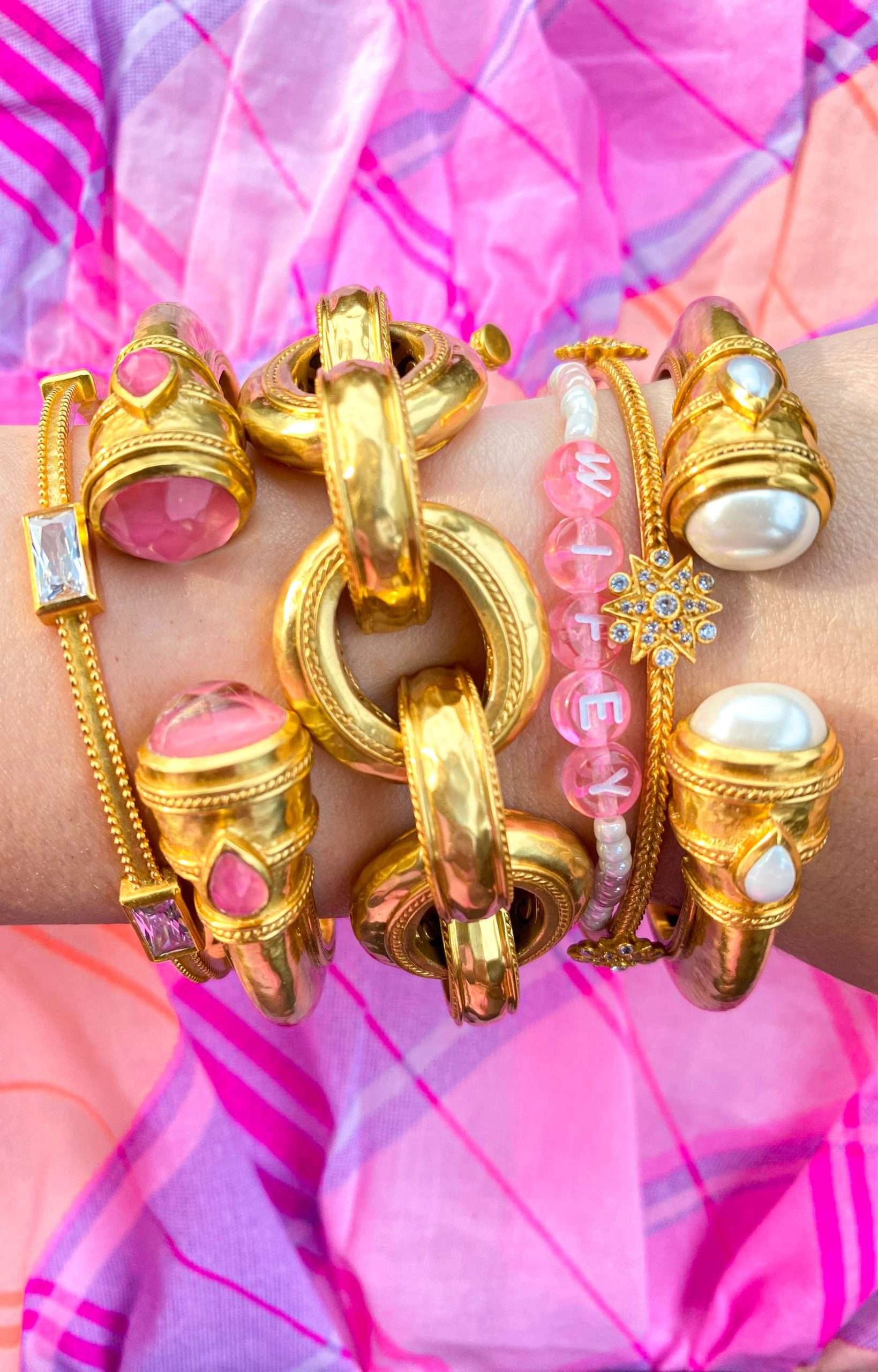 Julie Vos Lilly Pulitzer Homemade DIY Bracelet Sunday Stack Volume 20 by Annie Fairfax Pink Preppy Plaid