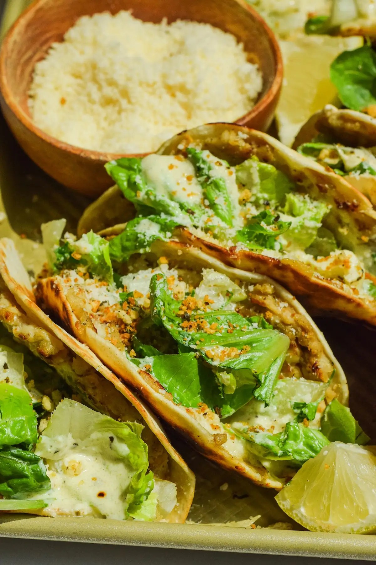 chicken caesar tacos