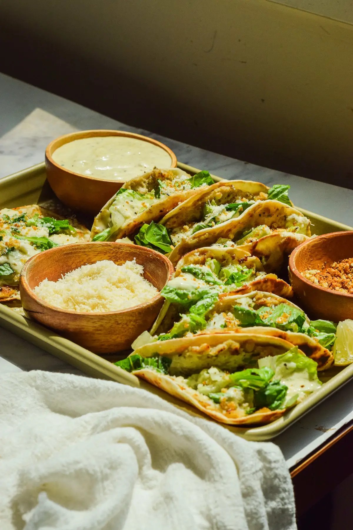chicken caesar tacos