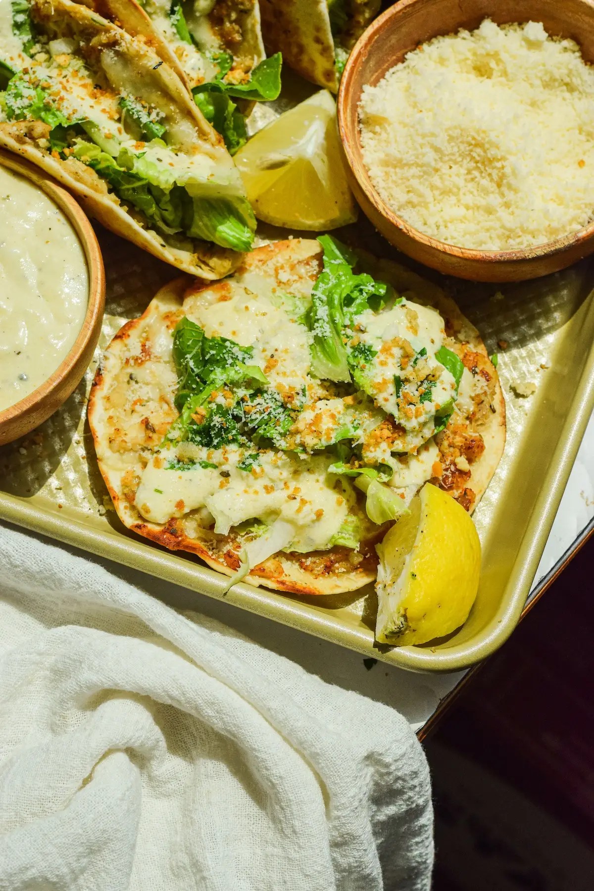 chicken caesar tacos