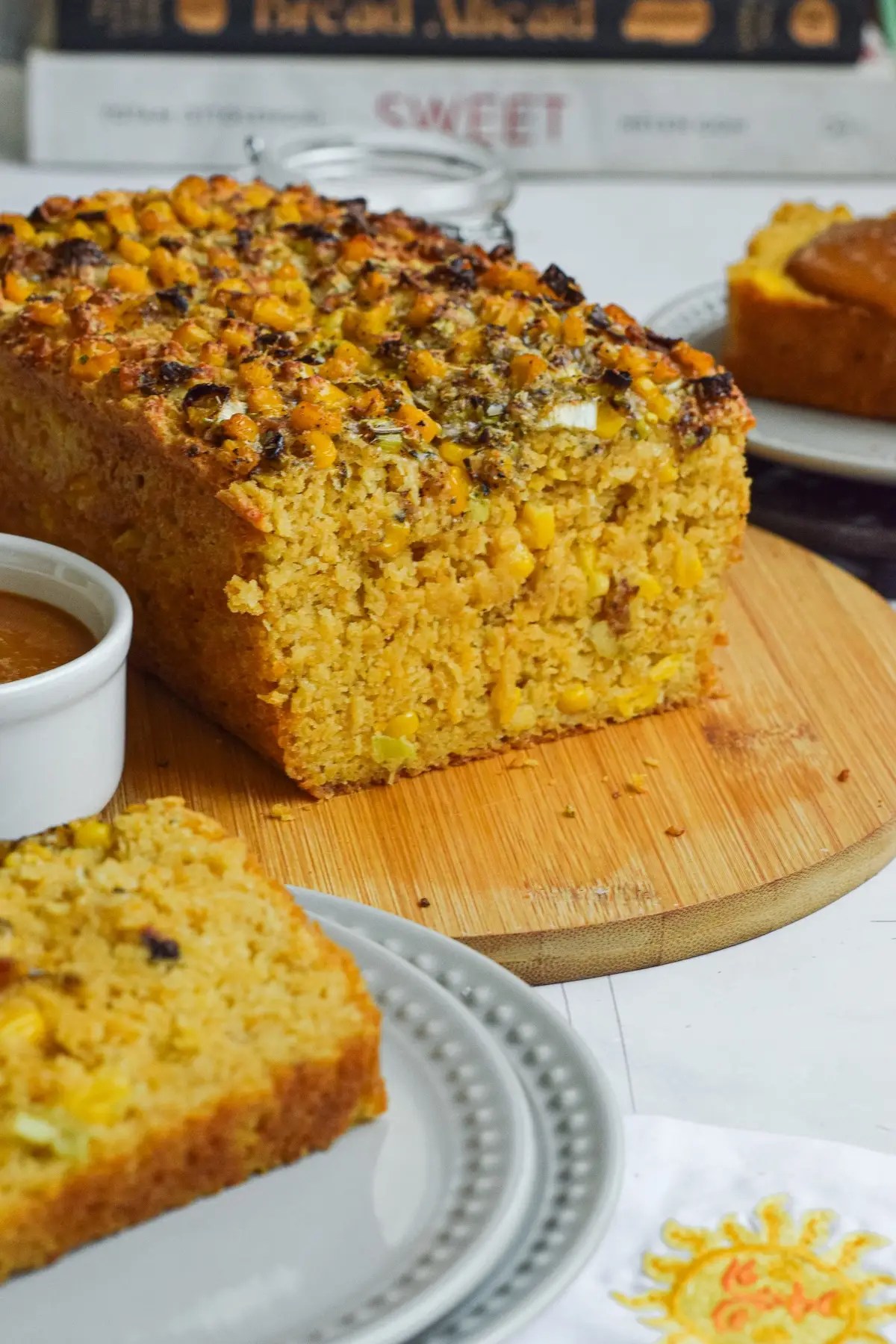 Easy homemade cornbread baked in loaf pan