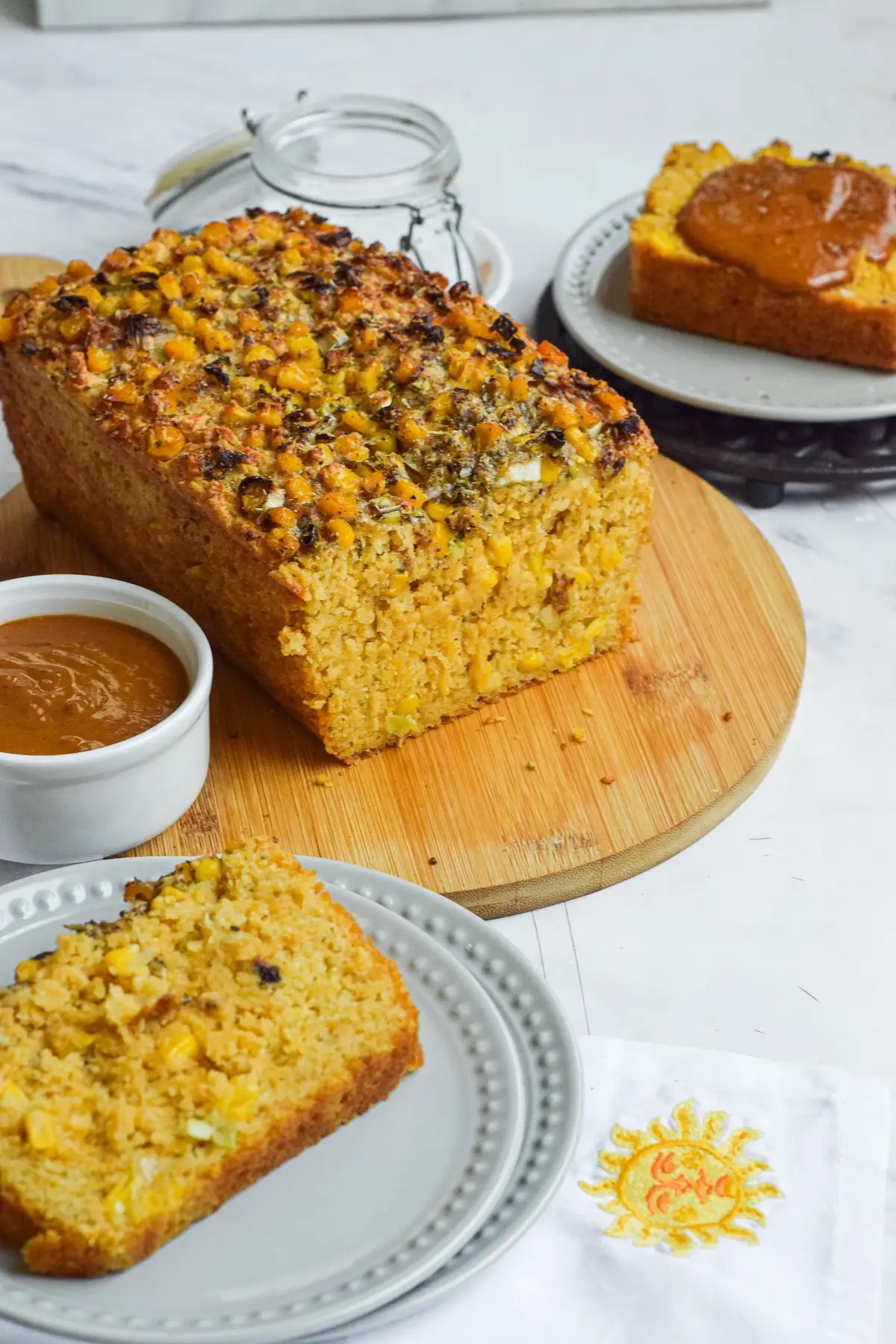 Easy homemade cornbread baked in loaf pan