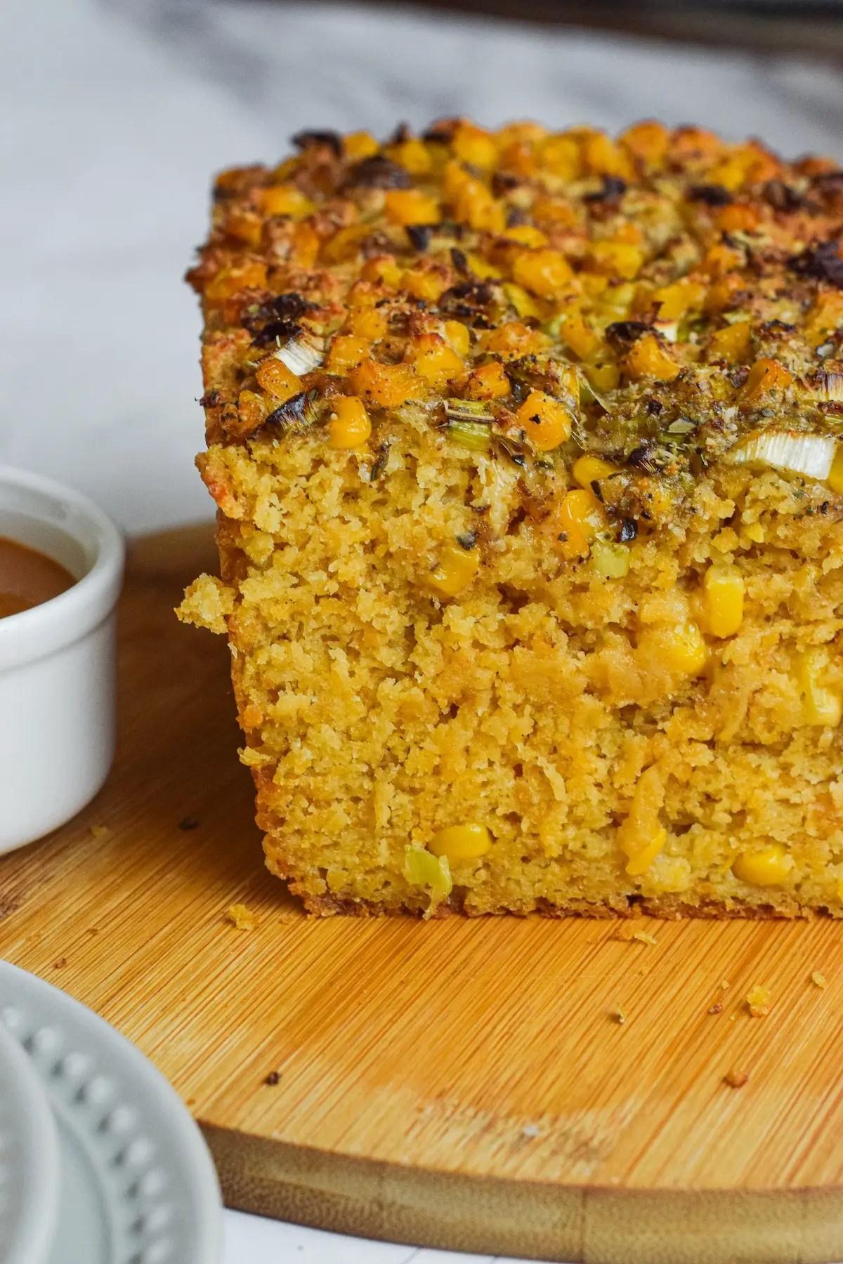Easy homemade cornbread baked in loaf pan