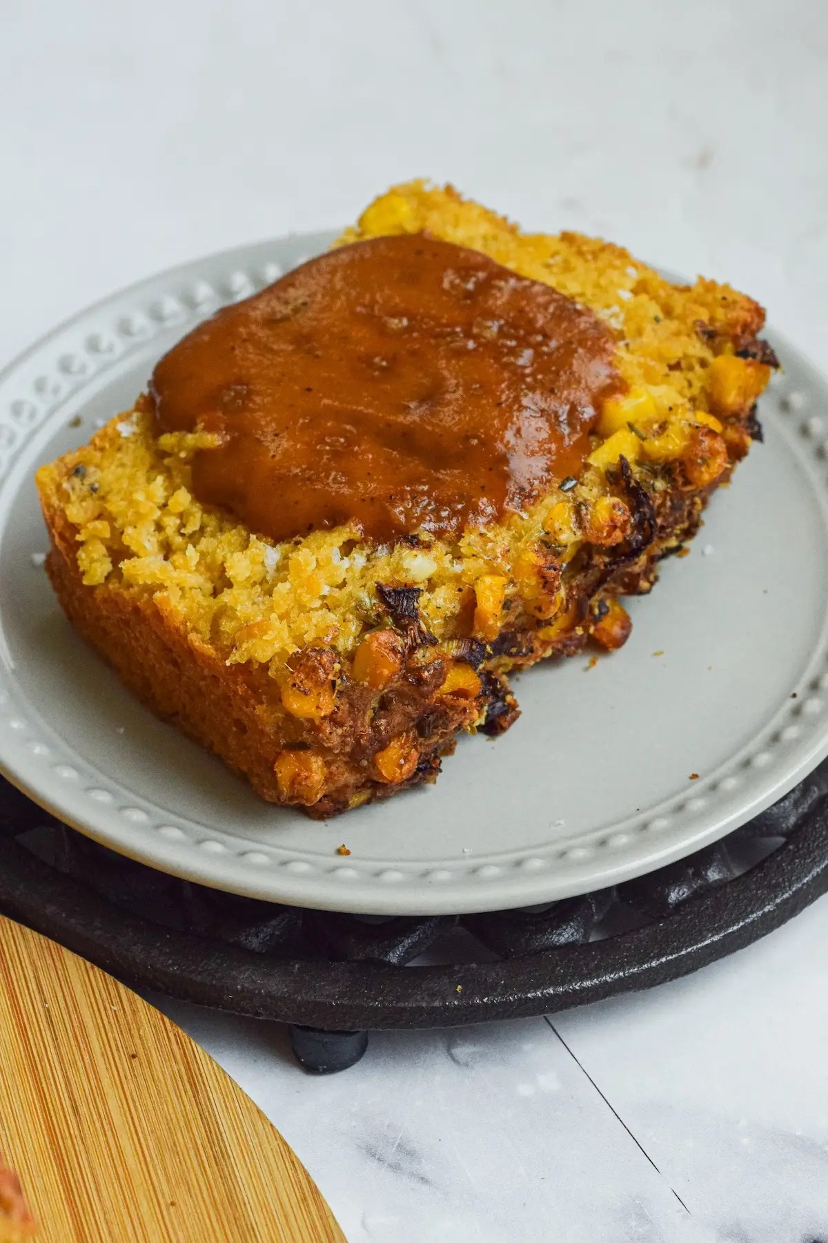 Easy homemade cornbread baked in loaf pan