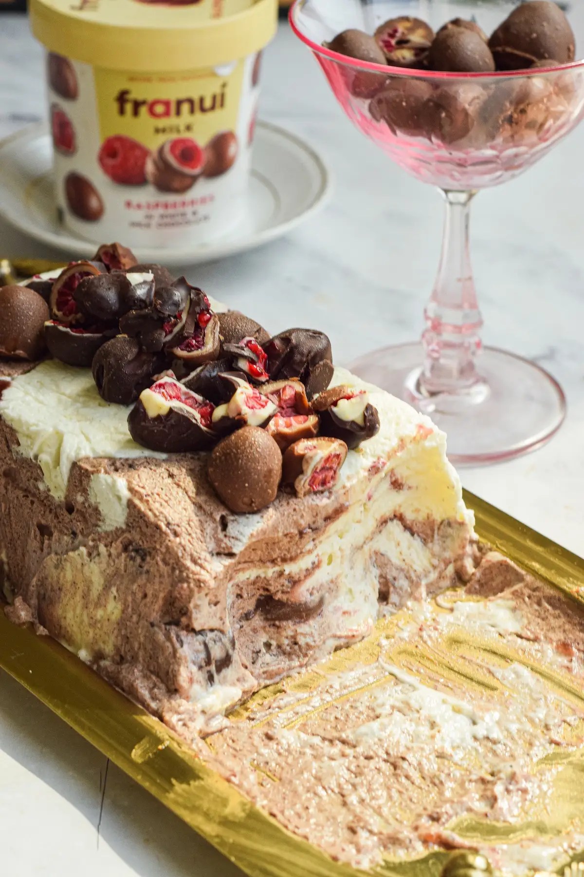 Franui chocolate raspberry ice cream cake