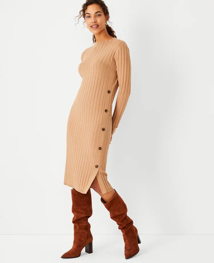 Read reviews and browse our wide selection to match any budget or occasion. Side Button Ribbed Midi Sweater Dress Ann Taylor