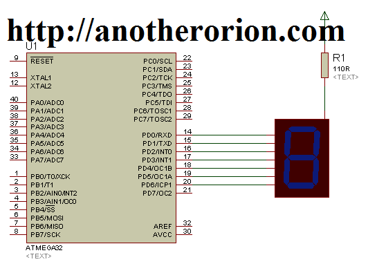 Program pertama 7 Segmen; counting up dengan array CVAVR 