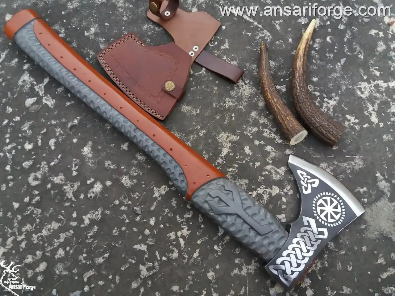 Custom Viking Axe with Rose Wood Shaft, Viking Bearded Camping Axe