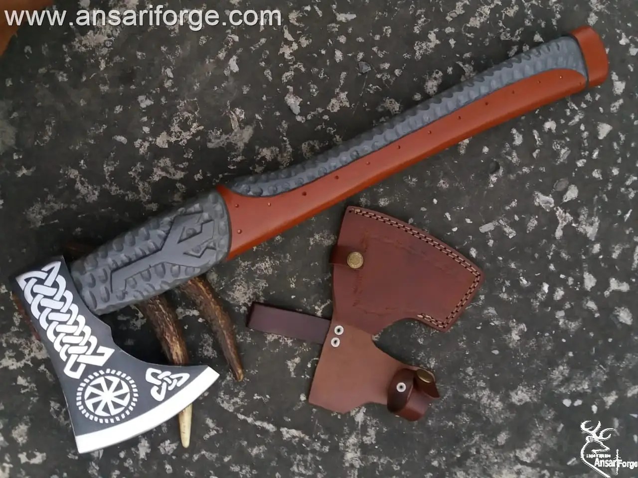 Forged Viking Axe with Rose Wood Shaft, Viking Bearded Camping Axe