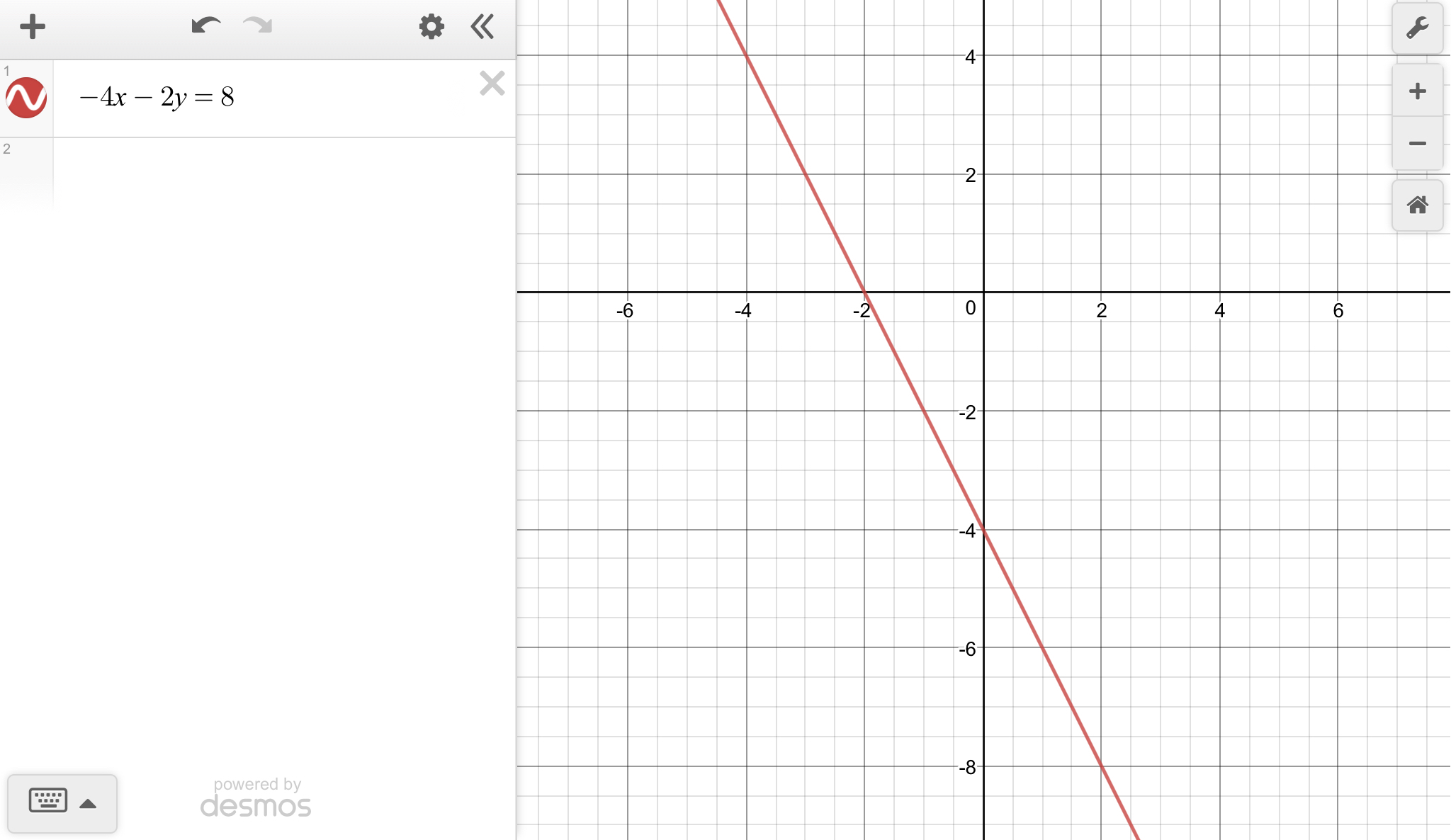 Q# ..7 match the equation with its graph -4x - 2y =8