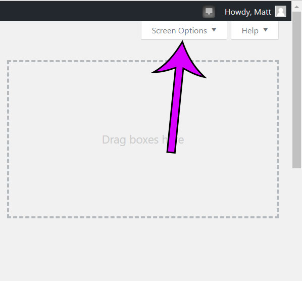 click the screen options button