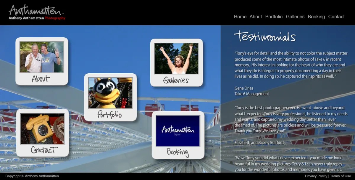 Home page of Anthamatten photography