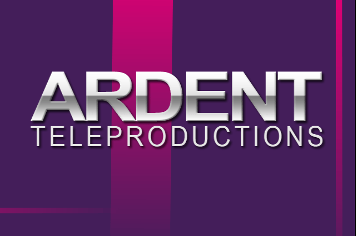 Ardent Teleproductions logo over purple and magenta bars