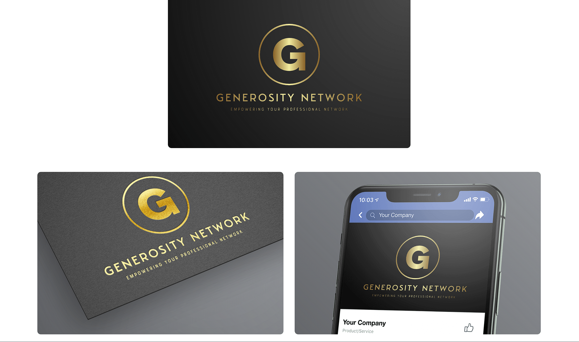 Logo, business card, and mobile application for Generosity Network