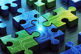 Blue and Green high tech puzzle pieces