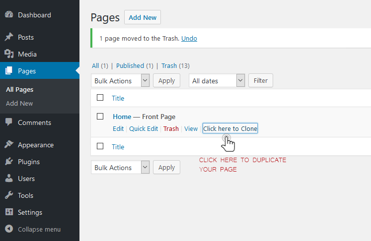 · to copy a post, click on clone to duplicate the post. 6+ Best Duplicate WordPress Page Plugins for Free 2020