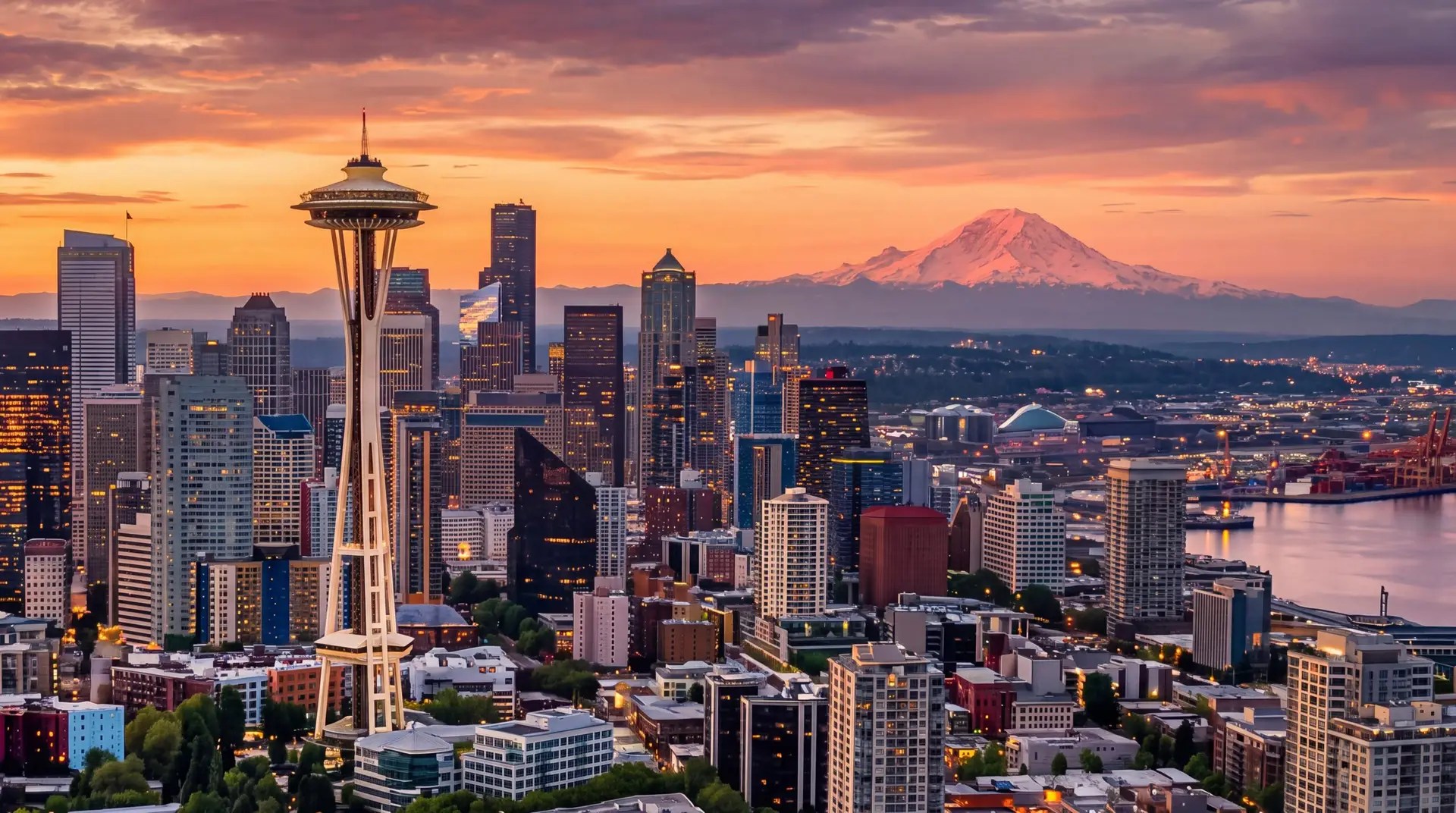 Seattle and Mt Rainier