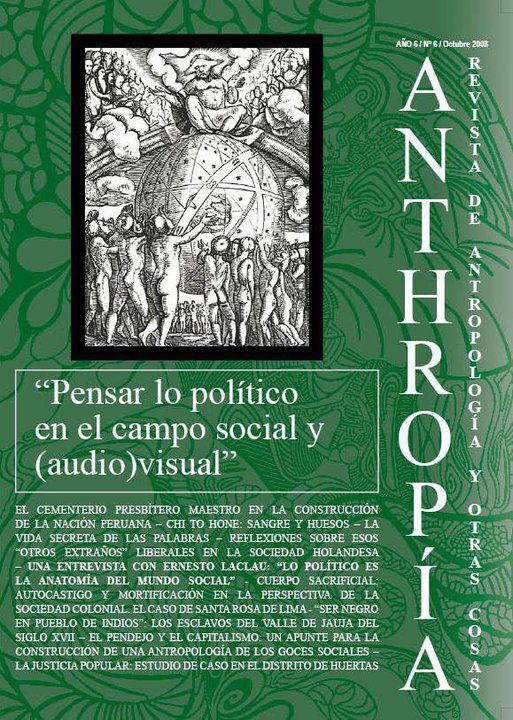 Anthropía Nº 6. Directoras: Ximena Málaga / Gabriela Lip. Versión impresa on-line: http://goo.gl/MXbcw