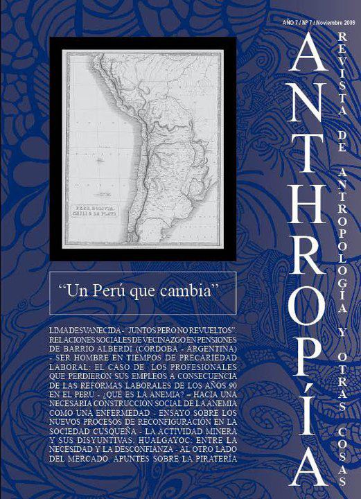 Anthropía Nº 7. Directoras: Ximena Málaga / Gabriela Lip. Versión impresa on-line: http://goo.gl/WJ0EN