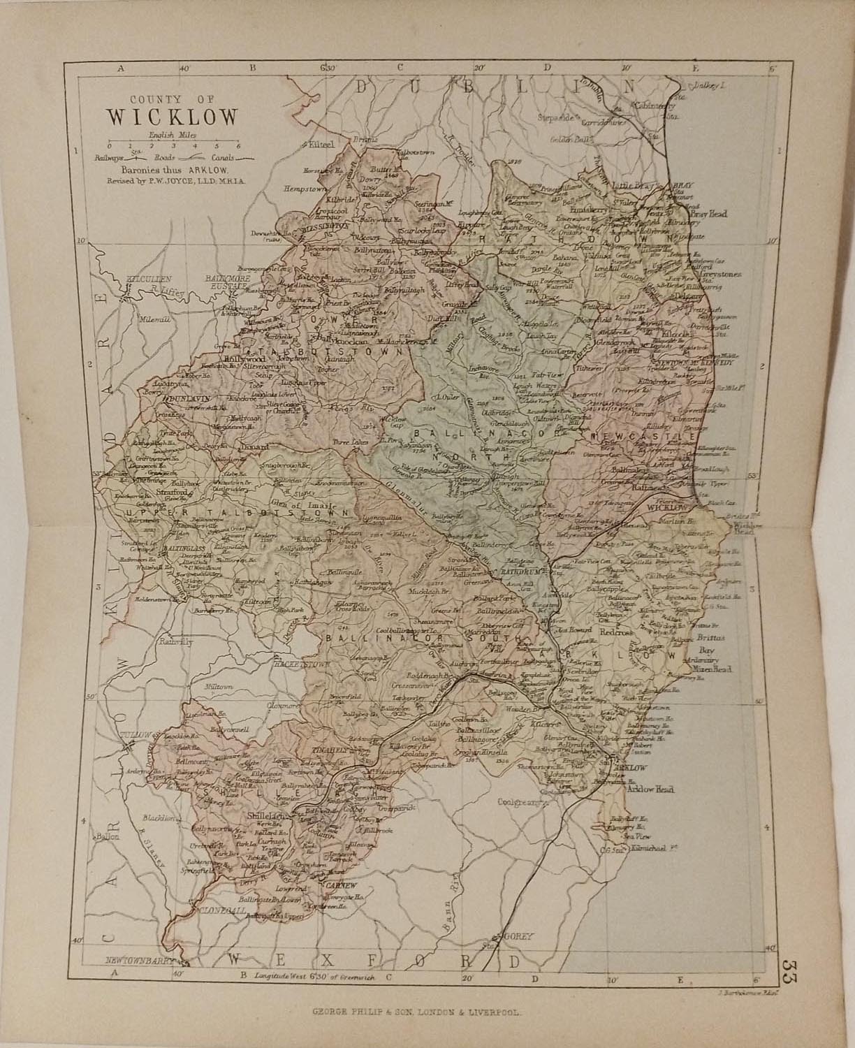 Antique Colour Map Of The County Of Wicklow Printed In 1881 1881 Map Wicklow Img 22 5 