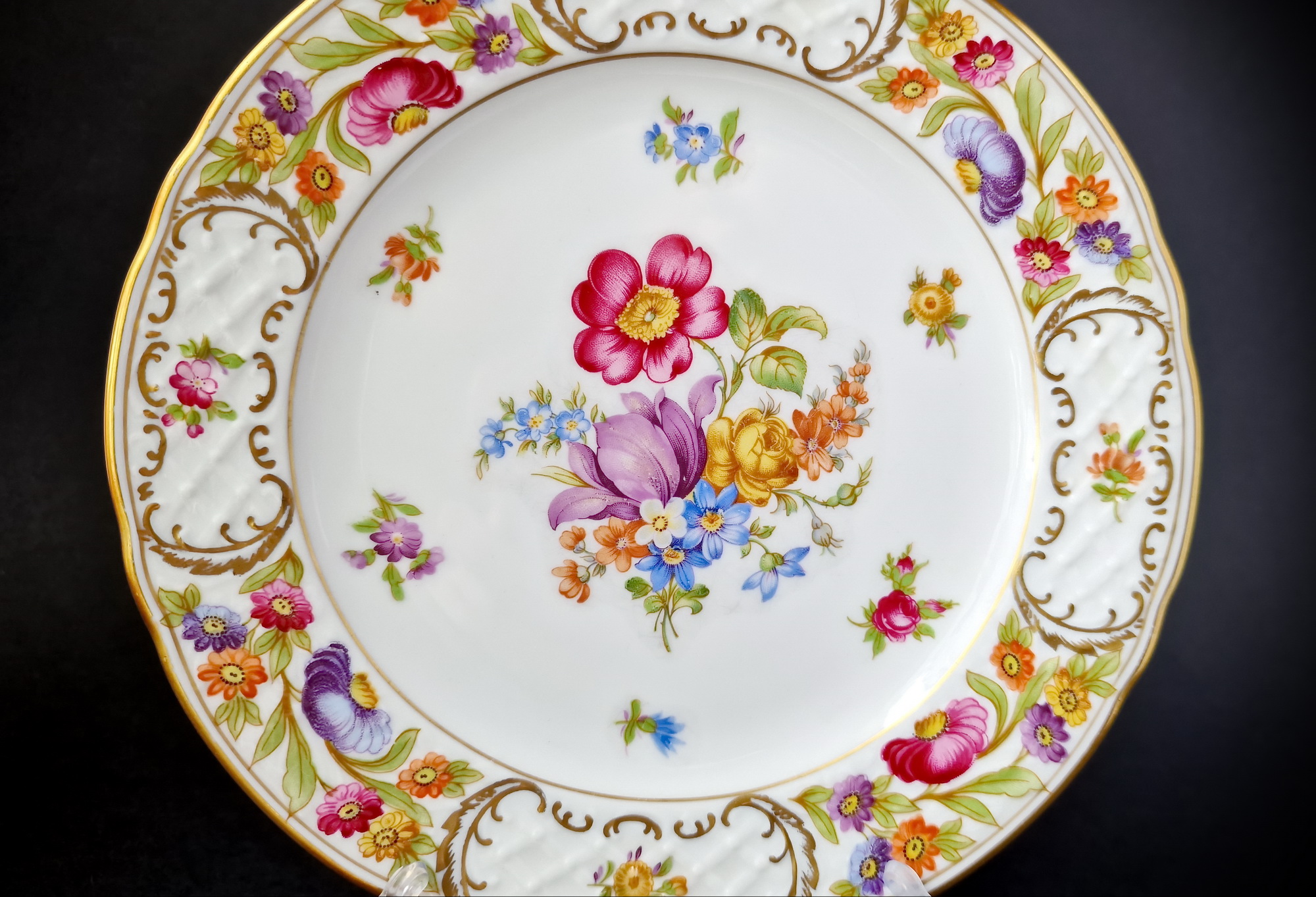 1960s Vintage Schumann Bavaria “Empress Dresden Flowers” Plate