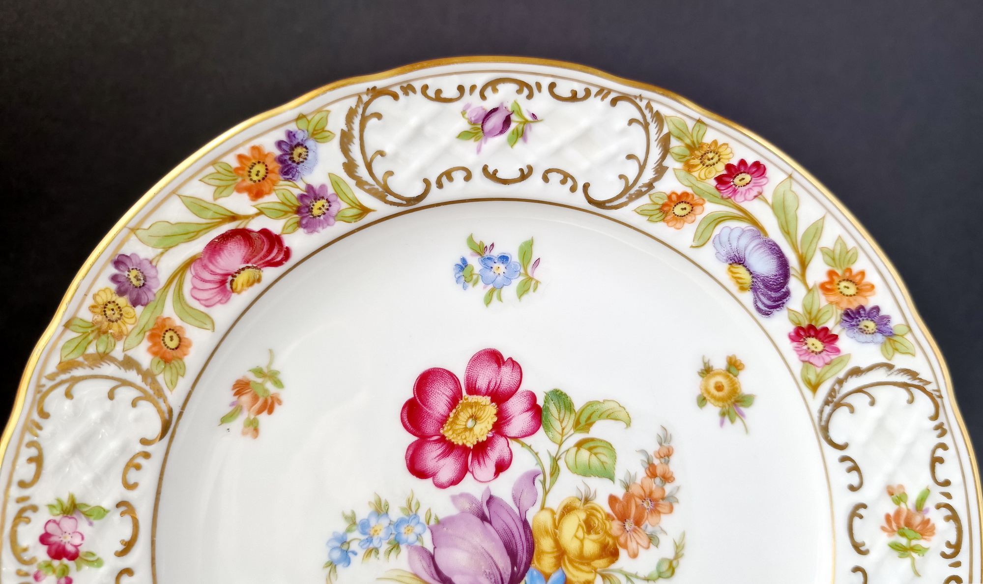 1960s Vintage Schumann Bavaria “Empress Dresden Flowers” Plate