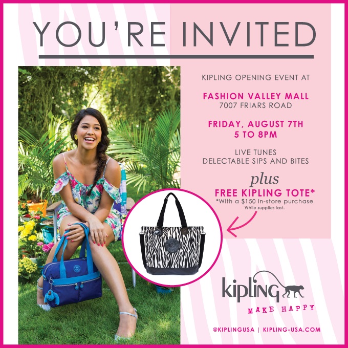 Make Happy Kipling Opens at Fashion Valley August 7th! Any Second Now