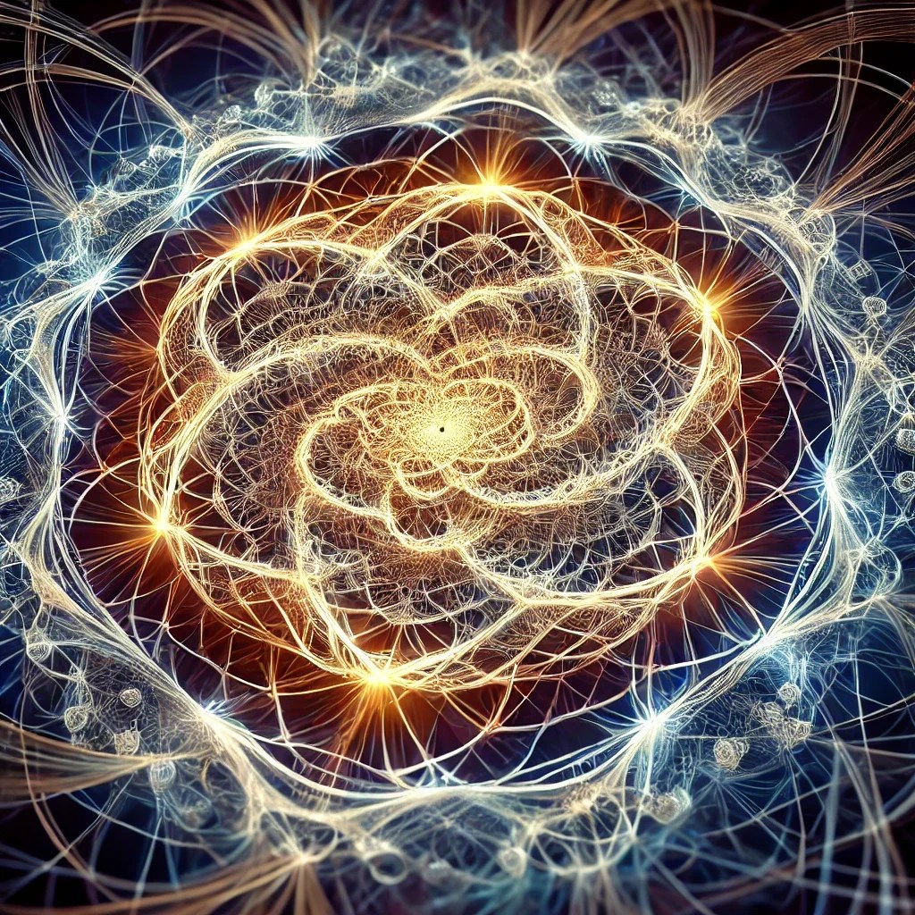 4dfs Golden spiral rose-like vortex of warm swirling light petals.